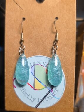 Aqua Teardrop Dangle Earrings - Brand Unspecified